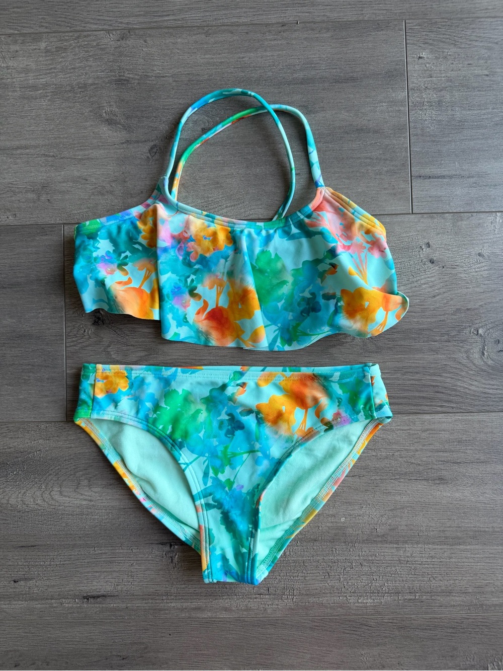 Athleta Girl Lumen Floral Bikini top and bottom - size medium (8-10)